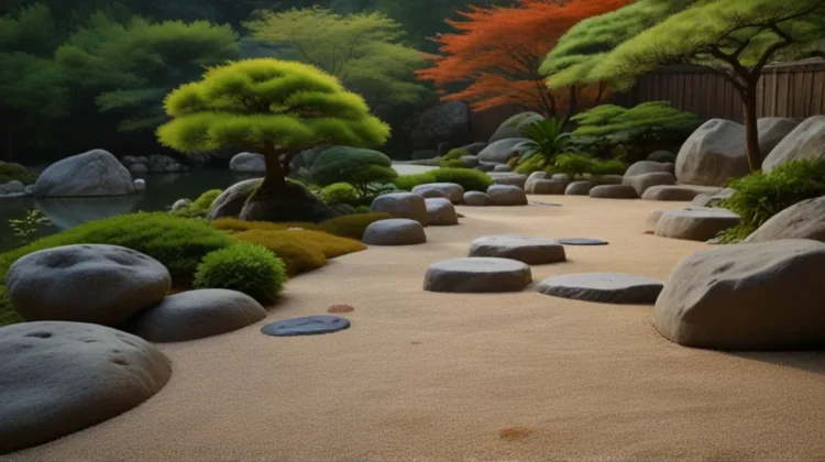 Zen garden stone arrangement showcasing traditional ishigumi principles