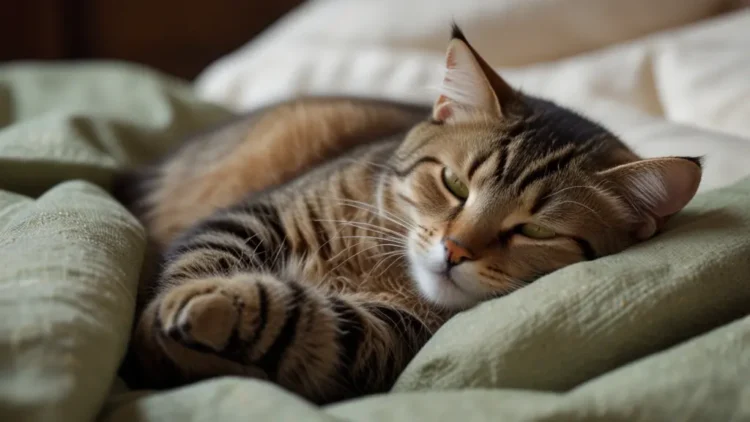 Deeply sleeping house cat illustrating extended sleep patterns that might need veterinary attention