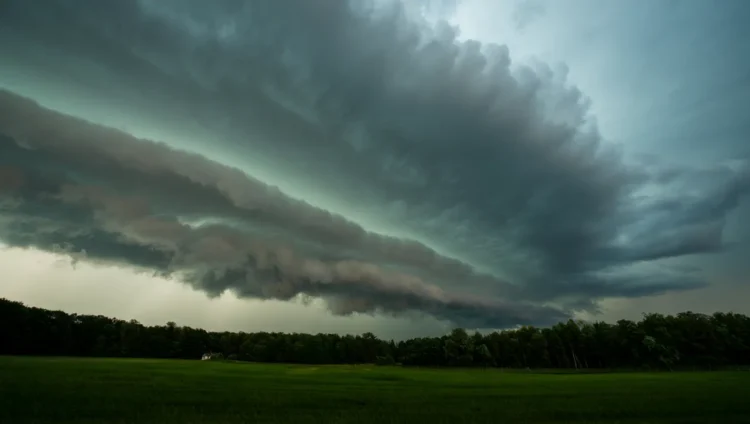 Cyclone formation with spiral cloud pattern