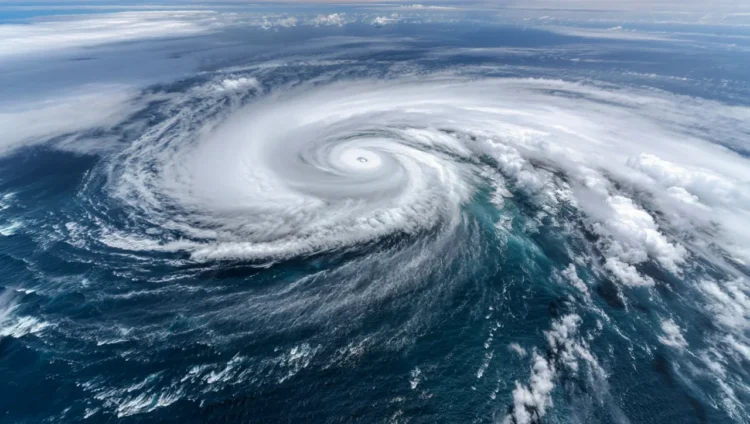 Typhoon formation over Pacific Ocean waters