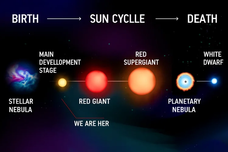 The Sun's life cycle from birth to white dwarf