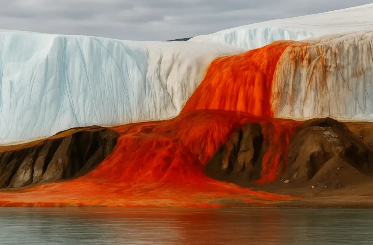 Blood Falls Antarctica unique red colored waterfall