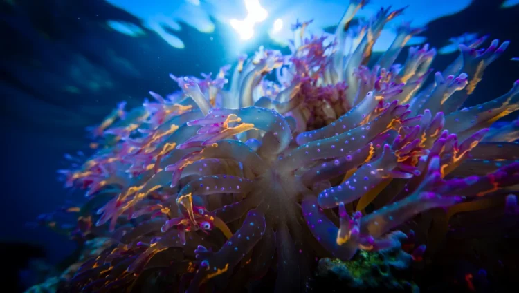 Close-up of coral polyps, marine invertebrate animals