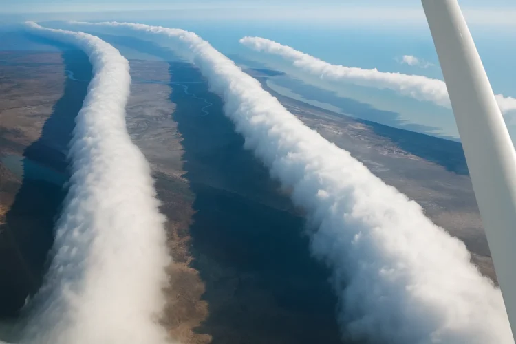 Morning Glory cloud formation showing elongated roll cloud over Australia