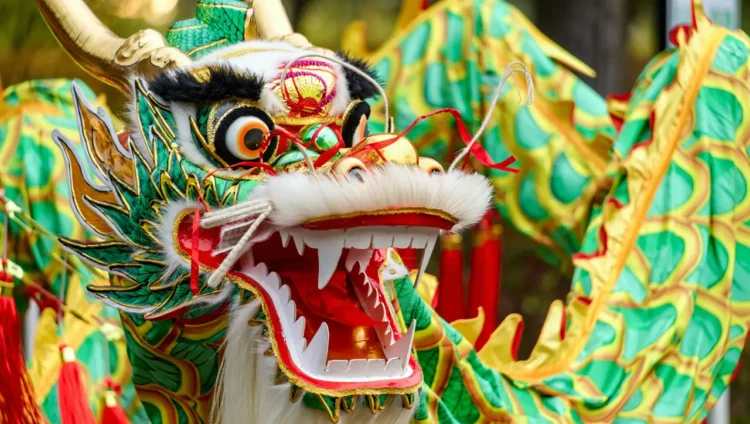 Traditional Chinese dragon mask for festival celebrations
