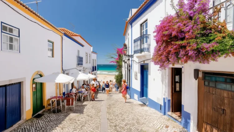 Carvoeiro Portugal Barranco street white houses ocean view